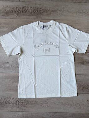 Burberry Gothic Logo Cotton T-Shirt White Size Medium Relaxed Fit Pre-Owned